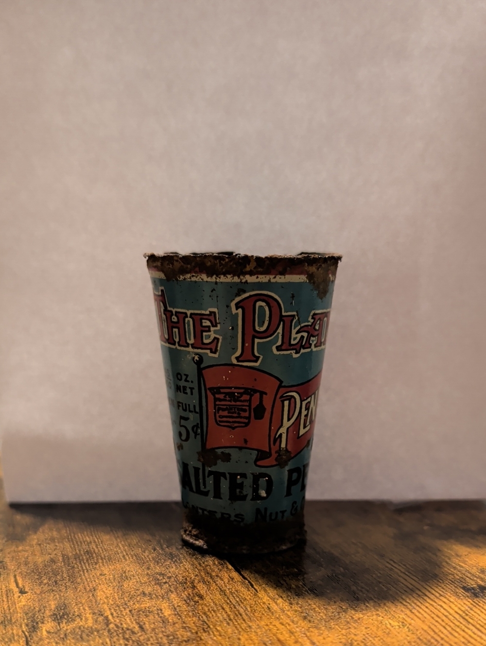 Vintage Styled Blue Tin Planter Cup